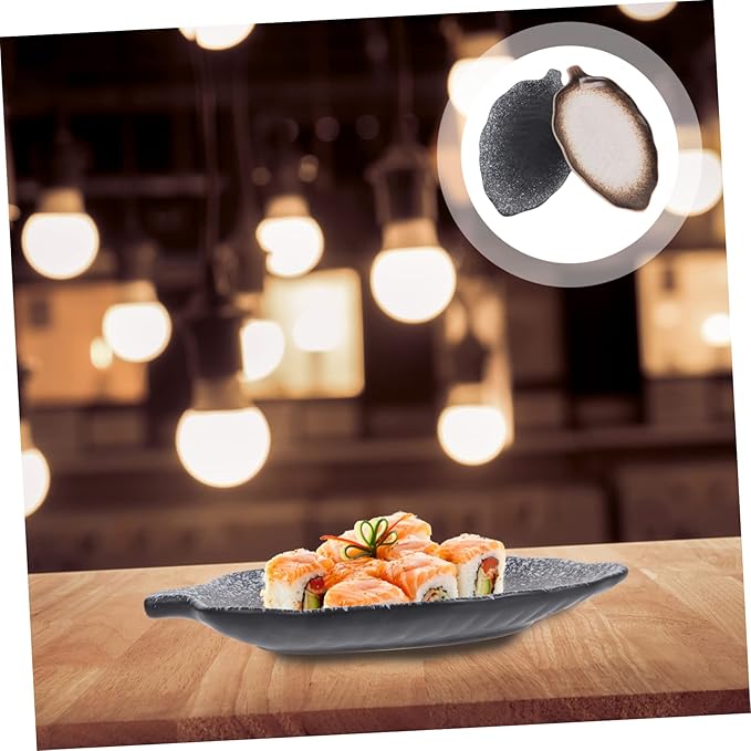 Ciieeo 2pcs Ceramic Snack Dish Creative Food Serving Plates Japanese Vintage Banana Leaf Design Versatile for Sauces Appetizers and Dips Unique Housewarming