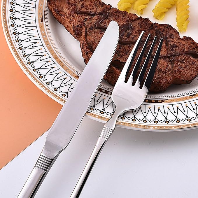 Deluxe 84 Piece Silverware Set for 4 Stainless Steel Flatware Set with Knife/Fork/Spoon,Cutlery Set for Home and Kitchen,Utensil Set with Dishwasher Safe，Gift Package for Wedding Housewarming