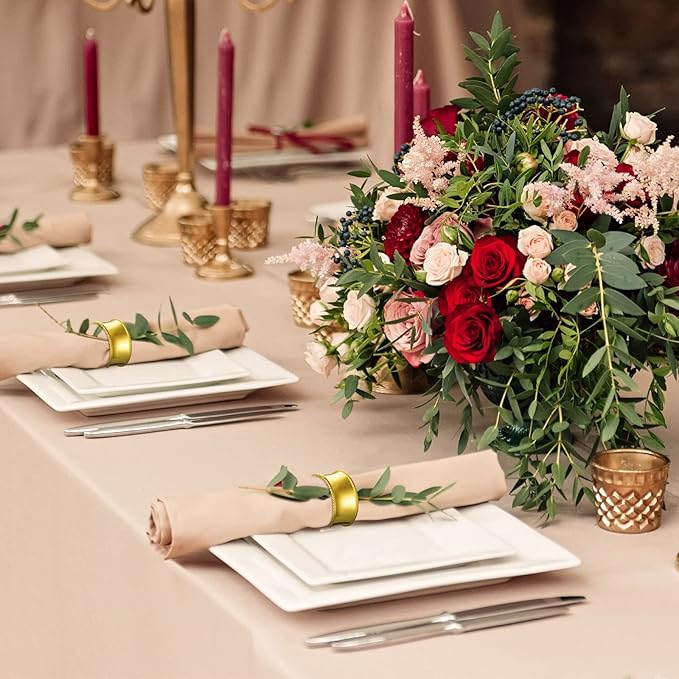 8 Pcs Gold Napkin Rings Set Metal Napkin Holder Rings Holiday Rhinestone Delicate Buckle for Easter Wedding Dinner Party Receptions Family Gathering Table Setting Holiday Table Decoration