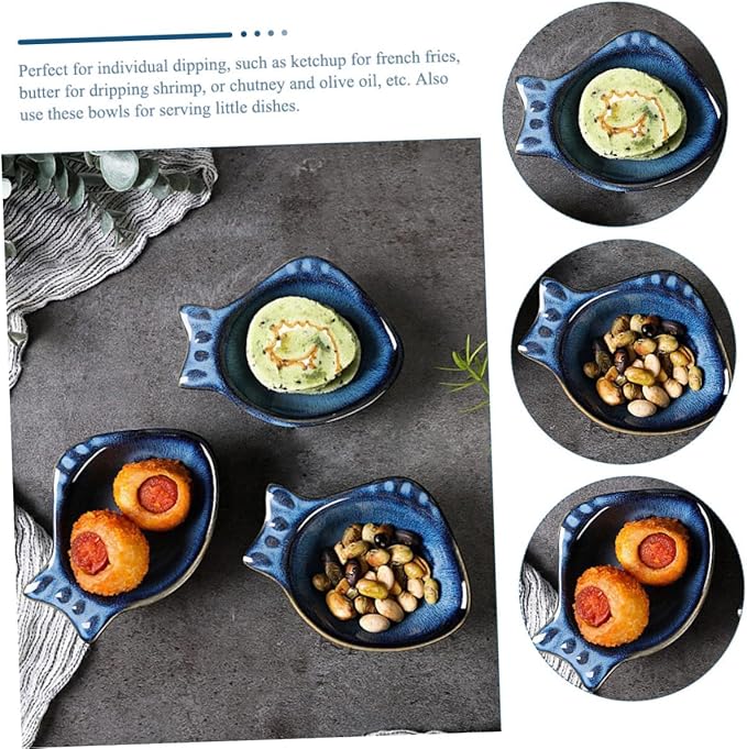 2pcs Ceramic Saucer Flatware Tray Plates Dipping Sauce Bowl Ceramic Dip Dish Side Dish Tableware Appetizer Plate Utensil Tray Sushi Making Kit Wasabi Spices Ceramics Mini, Blue