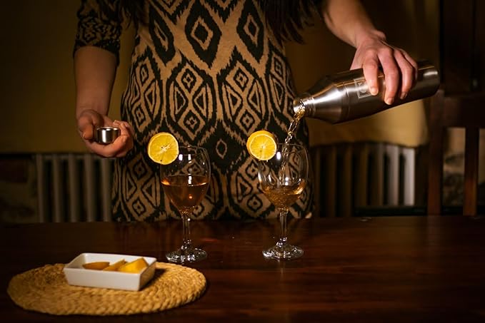 Lexenic 24oz Personalized Double Wall Cocktail Shaker - Monogramm Initials Martini Shaker-Insulated Keep Drinks Chilled -No Stuck Twist Lid,Built-in Strainer - Premium Stainless Steel Drink Shaker -I