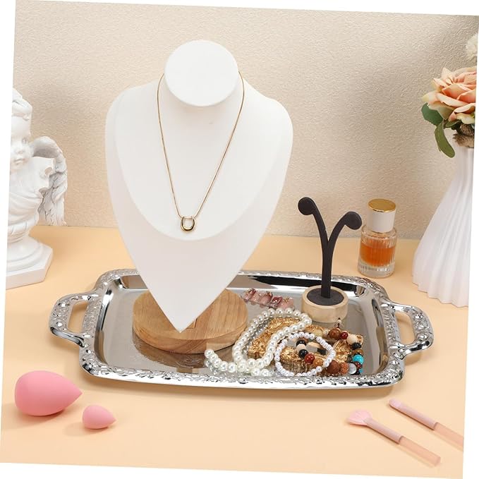 VALICLUD Metal Serving Tray, Decorative Food Storage Plate for Living Room, Tableware Organizer