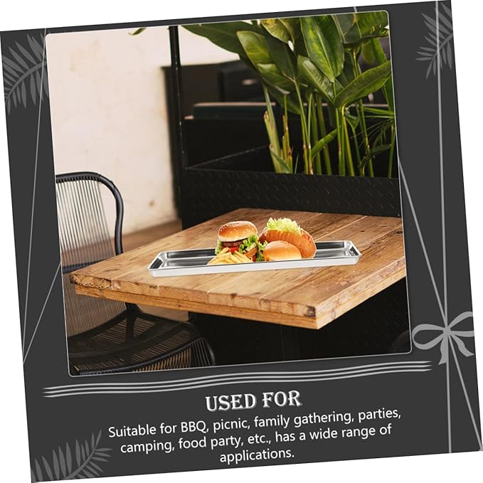 Stainless Steel Rice Noodle Dish Stainless Cookware Light Switch Surround Decorative Serving Tray Decor Tray Snack Serving Tray Breakfast Trays Rectangle Dinner Plates Pan Silver
