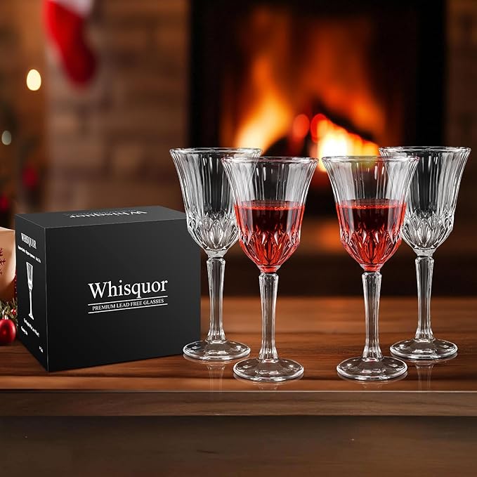 Wine Glasses Set of 6, Lead-free Crystal Wine Glasses, Vintage Red Wine Glassware for Daily Use, Hosting Guests, Gifts for Wedding