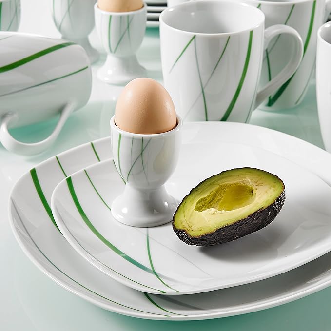 Dinnerware Sets Dish Set,18 Pcss,Hand Painted Leaf Pattern Porcelain Tableware Set with Plates and Bowls,Ceramic Dinner Set for Home Kitchen (40 One Size)