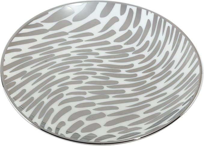 Certified International Matrix Silver Plated 6" Luncheion/Canape Plates Set of 6 Assorted Designs