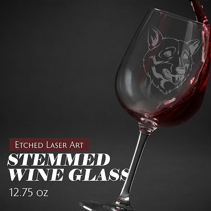Etched Laser Art Personalized Dog Themed Etched Wine Glass - Custom Dog Breed Wine Glasses, Ideal for Pet Lovers, Unique Birthday Gift for Men & Women, Personalized Gift - Swedish Vallhund, 12.75 oz