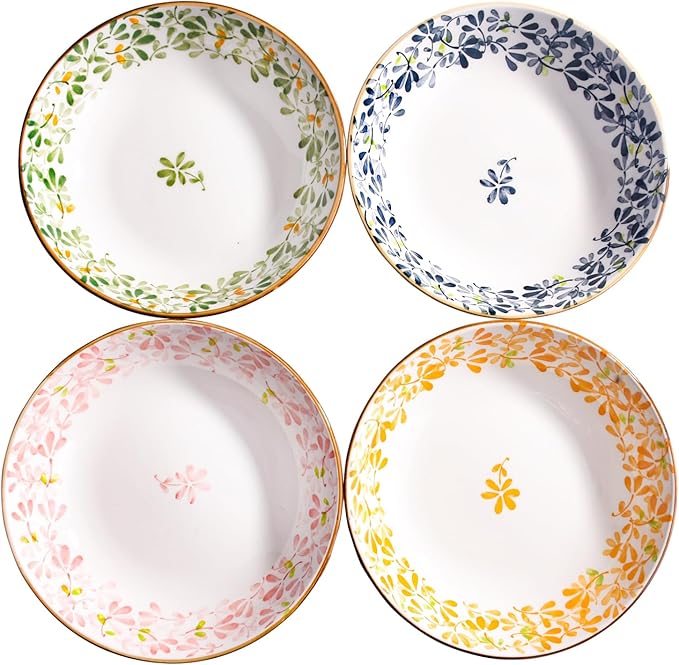 Ceramic Appetizer Plates, 5.6 Inch Round, Small Dessert Plates for Snacks, Set of 4