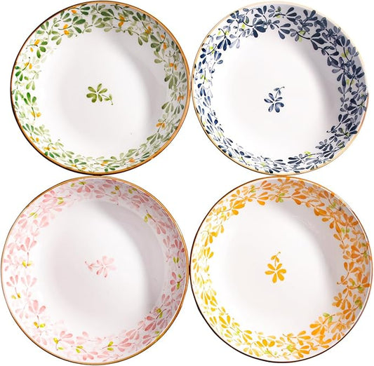 Ceramic Appetizer Plates, 5.6 Inch Round, Small Dessert Plates for Snacks, Set of 4