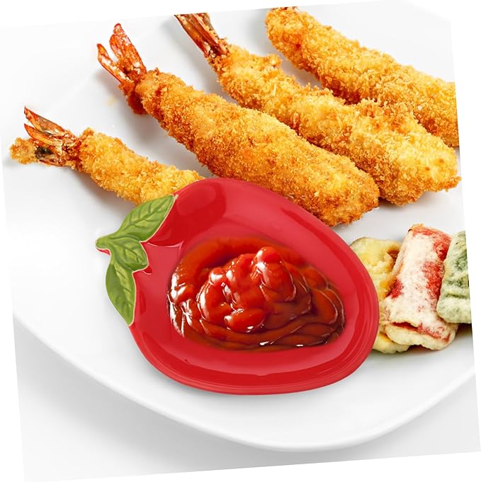 Hemoton 2pcs Cute Strawberry Shape Ceramic Plates for Snacks Appetizers and Sauces Versatile Porcelain Fruit Serving Dishes for Home Restaurant and Party Use