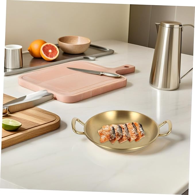 Double Ear Seafood Pot Snack Bowl Serving Tray Silver Platter Suitable for Family Gatherings Parties