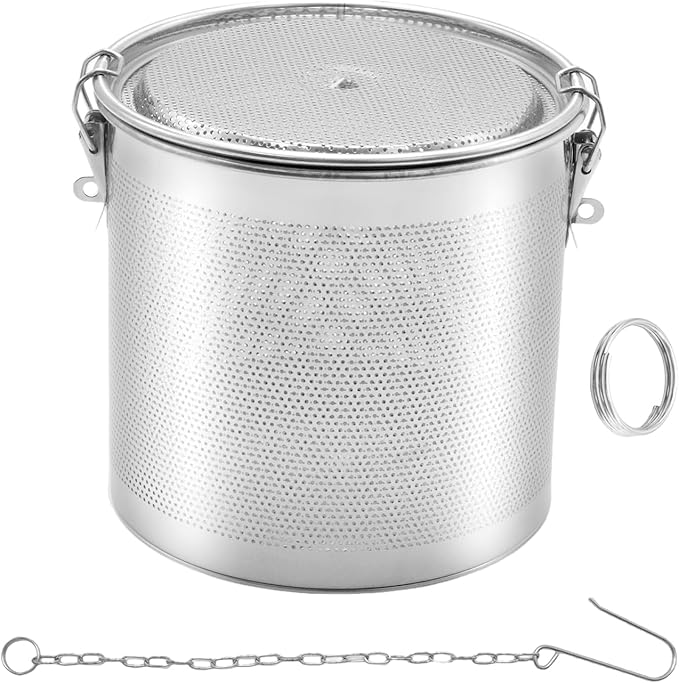 MDEOOSKY Extra Large Tea Infuser with Threaded Lid & Chain Hook, 7.09"L x 7.09"W x 6.89"H Extra Fine Mesh Tea Strainers for Loose Leaf Tea,Cooking,Herbs,Iced Tea & Soup, Stainless Steel, 18x18x17.5cm