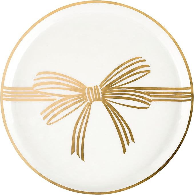 THINGS REMEMBERED Set of 4 Gold Bow Appetizer Plates