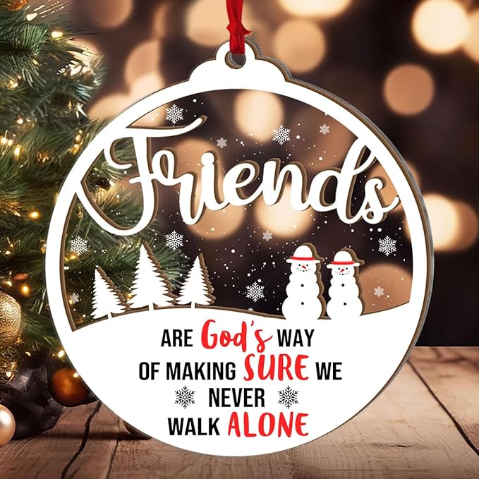 Jesuspirit Mr and Mrs Ornament - Wedding Gifts for Couples 2025, Bride, Groom, First Christmas Married Ornament, Bridal Shower Gifts (Friends are God's Way So We Never Walk Alone)