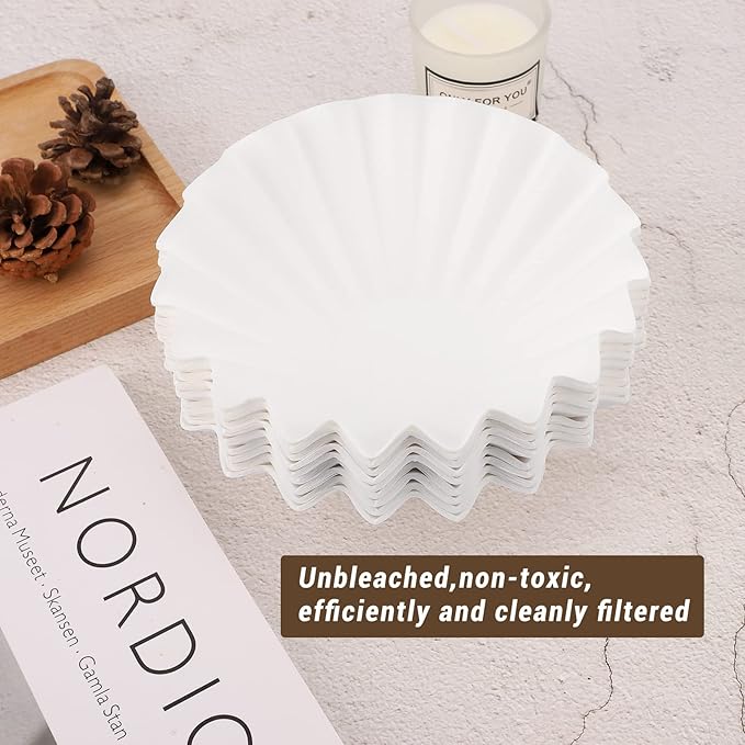 EUSOAR 1-4 Cup Paper Coffee Filters, Pack of 200 White Disposable Coffee Filter Basket Style, for Home Commercial Coffee Dripper and Brewers, Compatible for Single Pour Over and Drip Coffee Makers