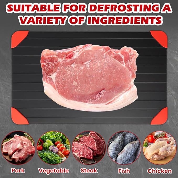 Defrosting Tray for Frozen Meat – 14x8in Non-Stick, Rapid Thaw & No Microwave/Hot Water | Home Kitchen Essential for Busy Cooks – Quick Weeknight Meals & Safe Food Thawing