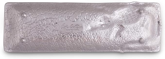 Arthur Court Designs Aluminum Alligator Oblong Tray Food Serving Tray Florida Gator Theme Metal Artisan Quality Hand Polished Tarnish-Free 19 inch x 6 inch