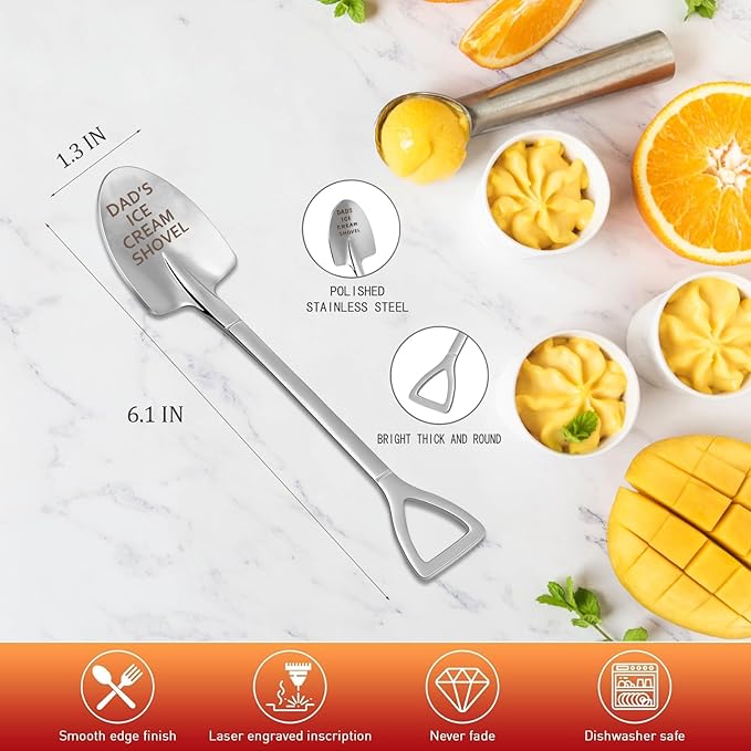 Fathers Day Dad Gifts from Daughter Son Wife,Fathers Day Birthday Christmas Gifts for Dad,Funny Ice Cream Spoon,Funny Engraved Stainless Steel Spoon Shovel.
