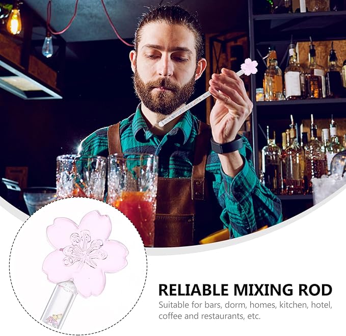 Lurrose Beverage Stirring Stick Glass Coffee Stirrer Long Handle Juice Stick Bar and Kitchen Tool