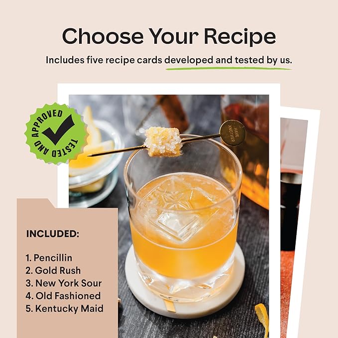 Whiskey Cocktail Kit | Cool Bar Accessories Including Engraving Ice Cube and Mold to Make Unique Gifts for Dad and Mixologist Using Old Fashioned Mixology Tool Set