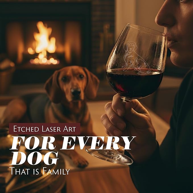 Etched Laser Art Alpine Dachsbracke Personalized Dog Themed Etched 12.75oz Wine Glass Custom Dog Breed Wine Glasses, Ideal for Pet Lovers, Unique Birthday Gift for Men & Women, Personalized Gift