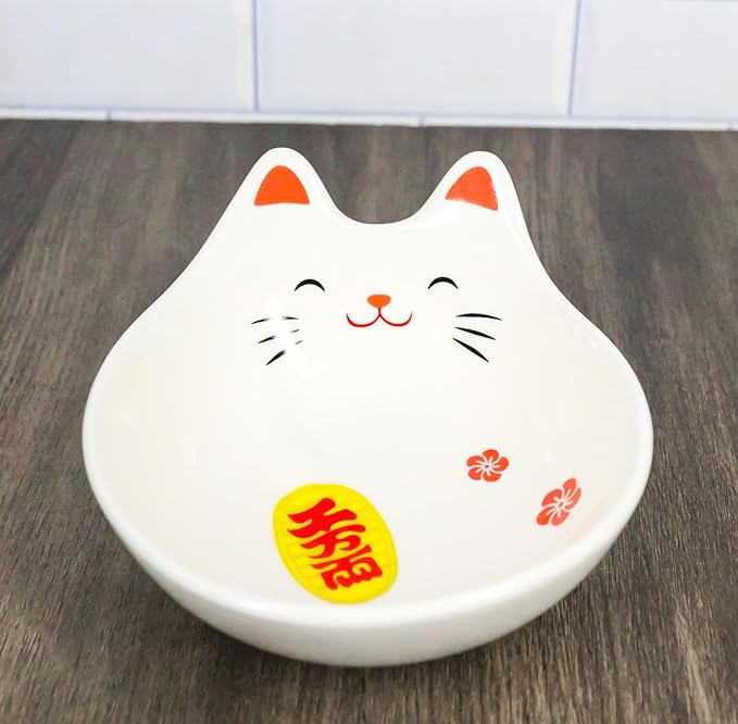 Ebros Gift Pack Of 4 Maneki Neko Lucky Cat Small 4.75" D Appetizer Snack Serving Coupe Plates Dish Flat Bowls For Hors D'oeuvres Sushi Ice Cream Serveware
