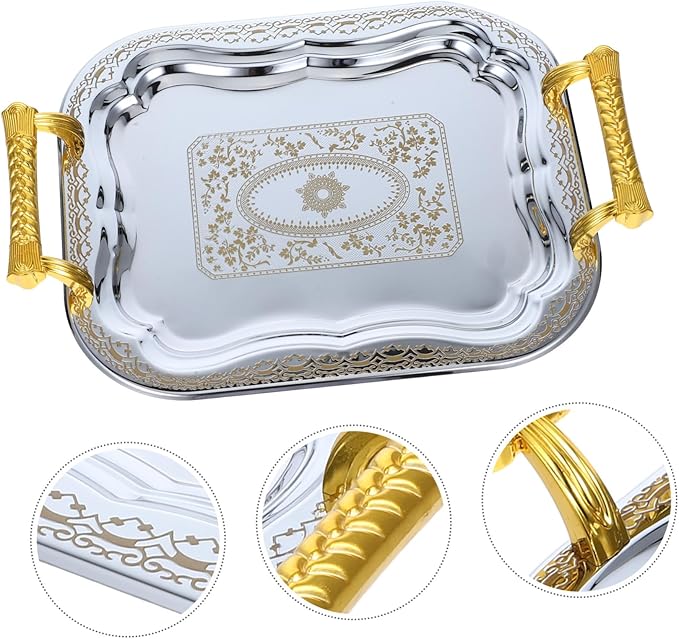 ABOOFAN Rectangular Serving Tray Handles Fruit Tray Platter Candy Organizer Delicate Fruit Plate for Party