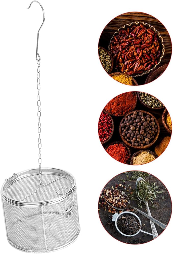 Stainless Steel Tea Ball Strainer, 14 * 10cm Extra Fine Mesh Infuser Basket with Chain and Hook Lid for Brewing Loose Leaf Tea, Spices, Seasonings in Cups Mugs Pots