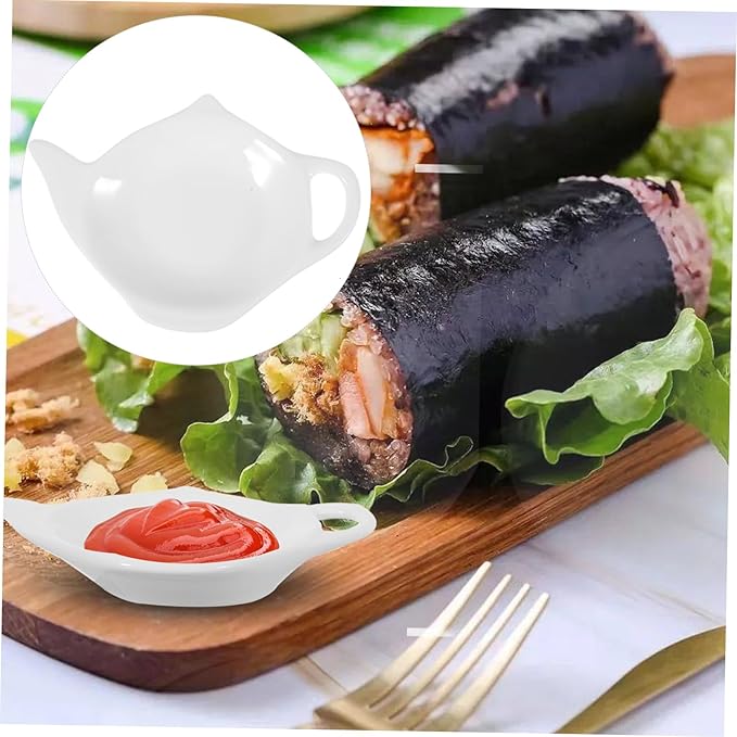 PRETYZOOM 4pcs Practical Ceramic Snack Plate Small Bowls Sauce Dish White Multi-use for Dipping Appetizers Desserts Family Restaurant