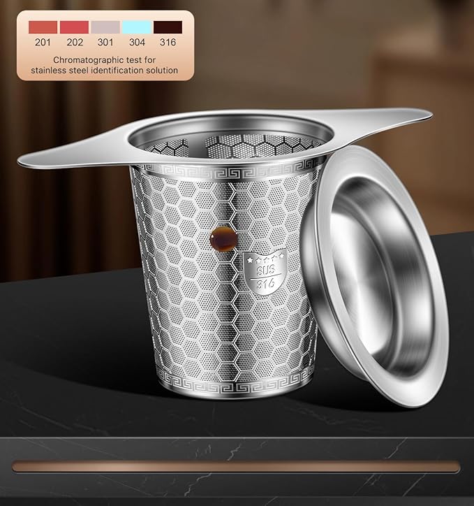 2 Pack Stainless Steel Tea Infuser, SUS 316 Grade Strainers Fine Mesh, Hexagonal Mesh Pattern With Wide Rim Loose Leaf Tea Steeper