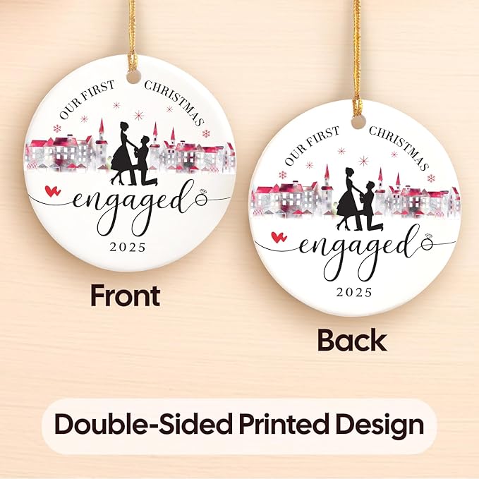 NewEleven Engagement Gifts for Couples - Gift for Newly Engaged, Happy Engagement Present for Women, Her, Bride - Engaged Ornament Gifts from Friend, Family - Christmas Ornament