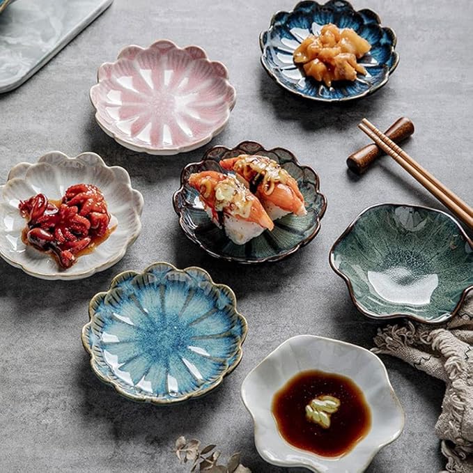 Dipping Sauce Dish Dipping Bowl Appetizer Plates Lotus Leaf Shaped Ceramics Seasoning Dishes Japanese Style Sauce Dish Ketchup Saucer Vinegar Spice Soy Sushi Seasoning Dipping Bowls Dipping Sauce Bowl