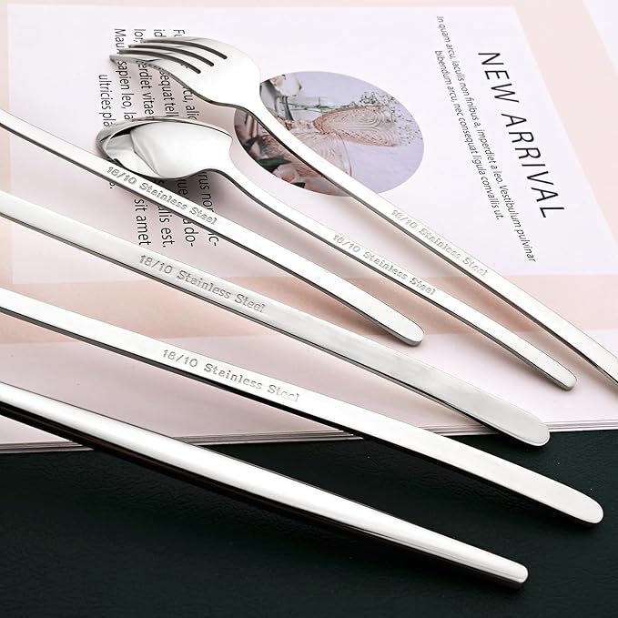 36-piece Silver 18/10 Stainless Steel Flatware Set, Resuable Cutlery Set For 6, Complete Tableware Set For Home Restaurant Wedding Party Daily Meal, Mirror Polish