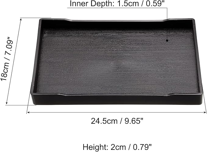 PATIKIL 9.7x7 Fast Food Tray, Plastic Reusable Multi-Purpose Rectangle Serving Tray for Restaurant Home Kitchen, Black