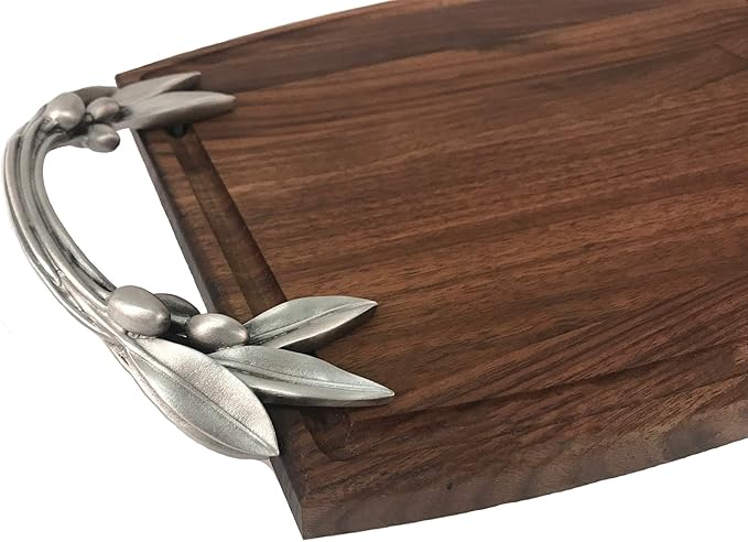 Serving Tray with Handles Walnut and Pewter MADE IN USA