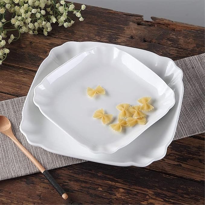 Dinnerware Set, Ceramics Dinner Sets Pure White Ceramic Baking Tray Rectangular Deep Dish Oven Tableware Rice Dish Baked Cheese Western Dish 10 Inch