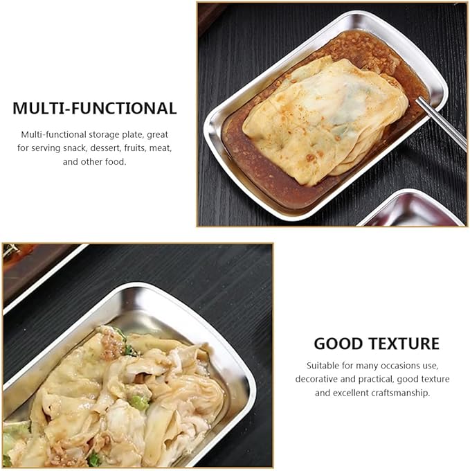 ARTIBETTER Stainless Steel Rectangle Food Tray Large 304 Steel Snack Holder Roast Meat Plate Pastry Serving Tray for Dining Table and Barbecue Use