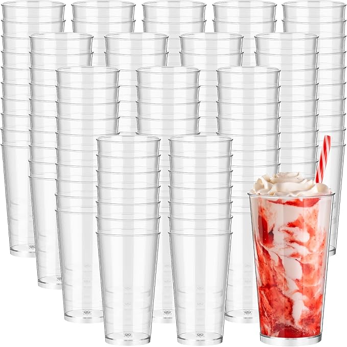 Uiifan 300 Pcs 3 oz Mini Dessert Cups Plastic Appetizer Cups Tall Round Clear Dessert Shooter Disposable Parfait Serving Cups Bowl for Tasting Party Puddings Ice Cream Wedding Birthday Party