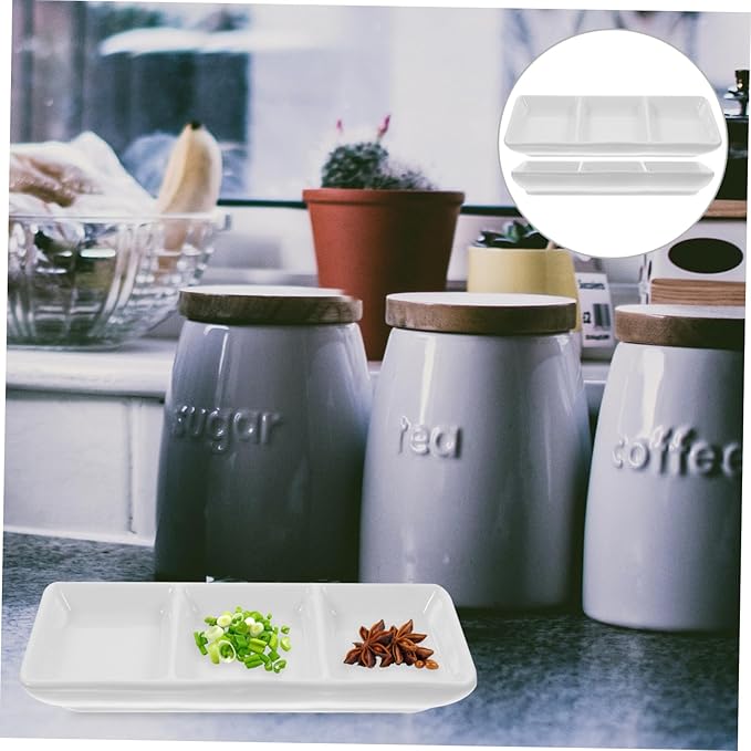 Cabilock 2pcs Ceramic Snack Dishes Versatile Appetizer Plates for Dipping Sauces Fruits and Condiments for Home and Restaurant Use