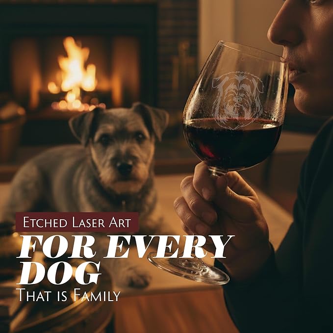 Etched Laser Art Glen of Imaal Terrier (Wicklow) Personalized Dog Themed Etched 12.75oz Wine Glass Custom Dog Breed Wine Glasses for Pet Lovers, Personalized Birthday Gift for Men & Women