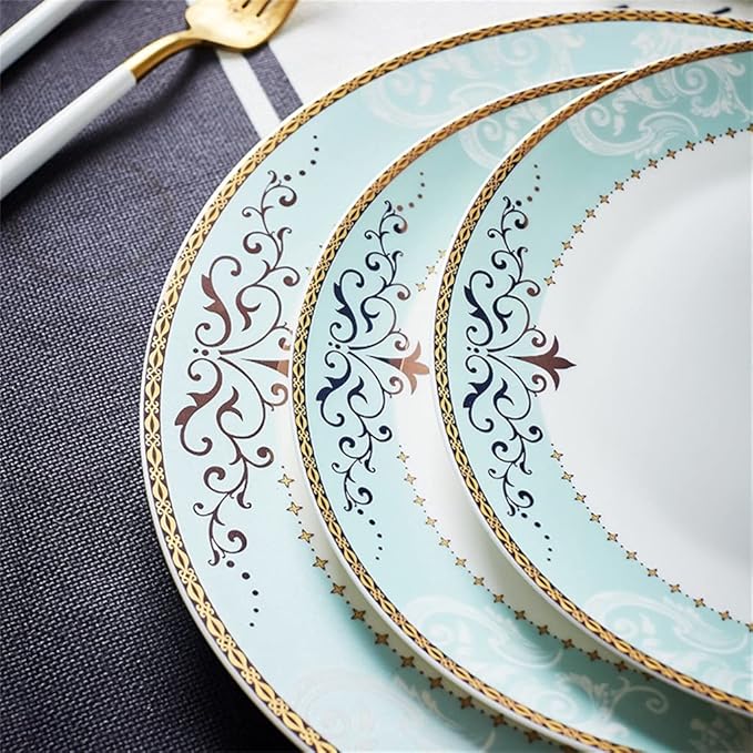 European Dining Plates Tableware Bowls Plates Ceramic Tableware Set Tableware 60 Pieces