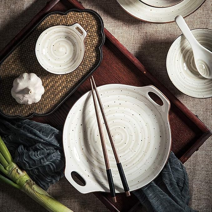 Dining Plate Set 27 Pieces Ceramics Dinner Set Bowl/Dish/Spoon|dinnerware Set Nordic Simple Style Combination Tableware Set Gray for Gift