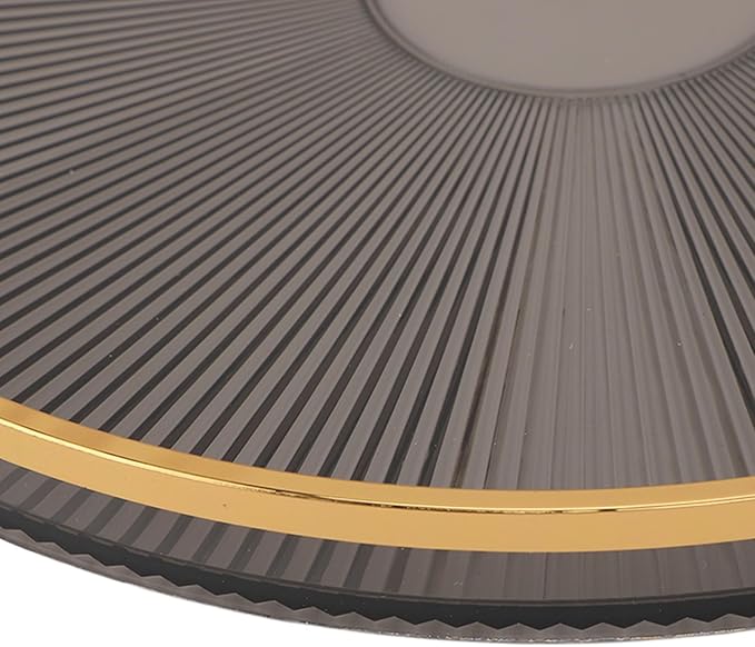 Dioche Elegant Round Serving Tray with Gold Handle and Golden - Multifunctional Display Tray for Fruits, Desserts, Snacks, and Decor (Smoky Gray)