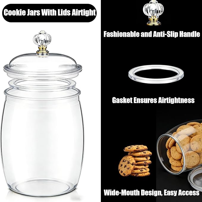 1-Piece Clear Plastic Jars,2.91 Gallons Airtight Food Storage containers for Candy, Cookies, flour, sugar & Kitchen Organization, Apothecary Jar, Buffet Containers, Large Reusable Jars (2.91 Gallon)
