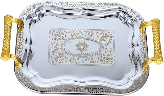 ABOOFAN Rectangular Serving Tray Handles Fruit Tray Platter Candy Organizer Delicate Fruit Plate for Party