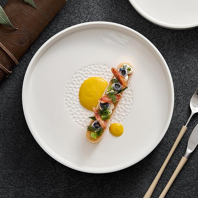 White Ceramic Appetizer Plates, Tableware for Salads, Steaks and Baking, Home Plates, Daily Feasts, Multiple Sizes, Microwave and Dishwasher Safe(Size:26 * 26 * 3CM,Color:White)