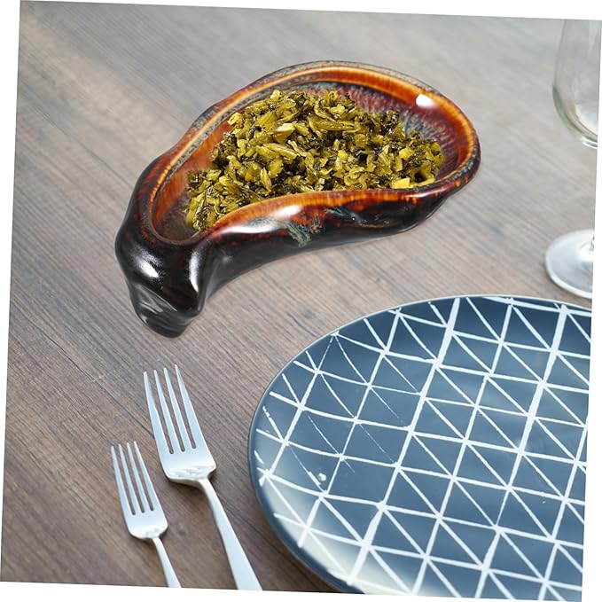 PRETYZOOM Multifunctional Ceramic Plate Dinner Plate Oyster Design Easy Cleaning for Bbq