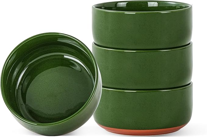 26 OZ Cereal Bowl,6 Inch Ceramic Bowl Sets for 4,Suitable for Breakfast, Soups, Oatmeal, Ramen, Pho, Udon and Ssoba,Dishwasher & Microwave Safe, Handcrafted Bowls Sets,Elegant Green