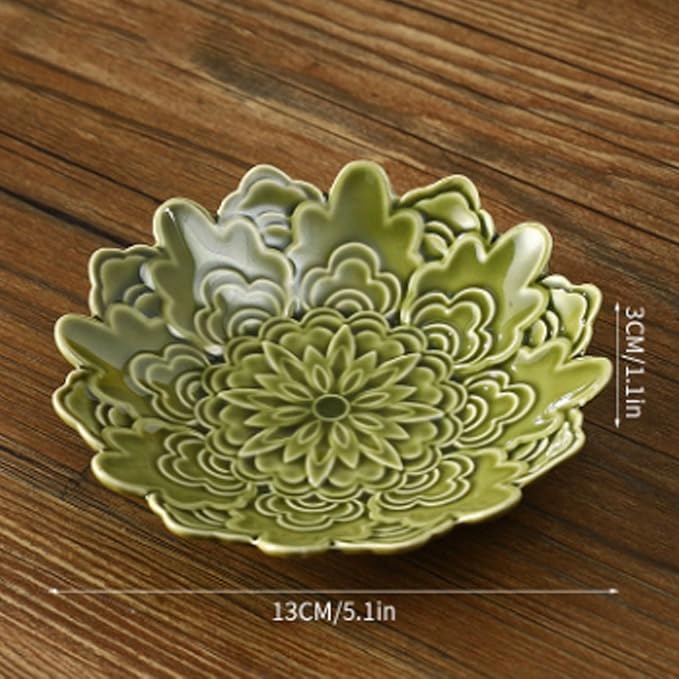 GLOGLOW Decorative Dish Vintage Japanese Snack Plate Ceramic Small Appetizer Plate for Nuts Fruits Sushi Condiments Desserts Tea Tray with Elegant Retro Design