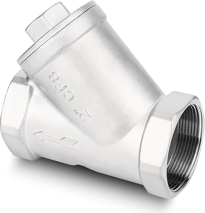Industrial Plumbing Y Strainers NPT Female 2", Heavy Duty 304 Stainless Steel Y-Strainer, Y-Shaped Filter Valve Connector with 80 Mesh Screen to Remove Excess Impurities for Water Oil Gas DN50